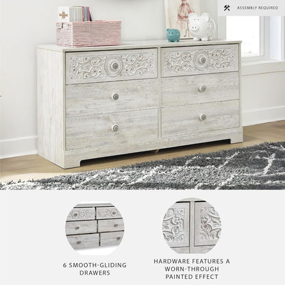 Signature Design by Ashley Paxberry Boho 4 Drawer Chest of Drawers, Whitewash