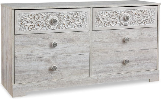 Signature Design by Ashley Paxberry Boho 4 Drawer Chest of Drawers, Whitewash