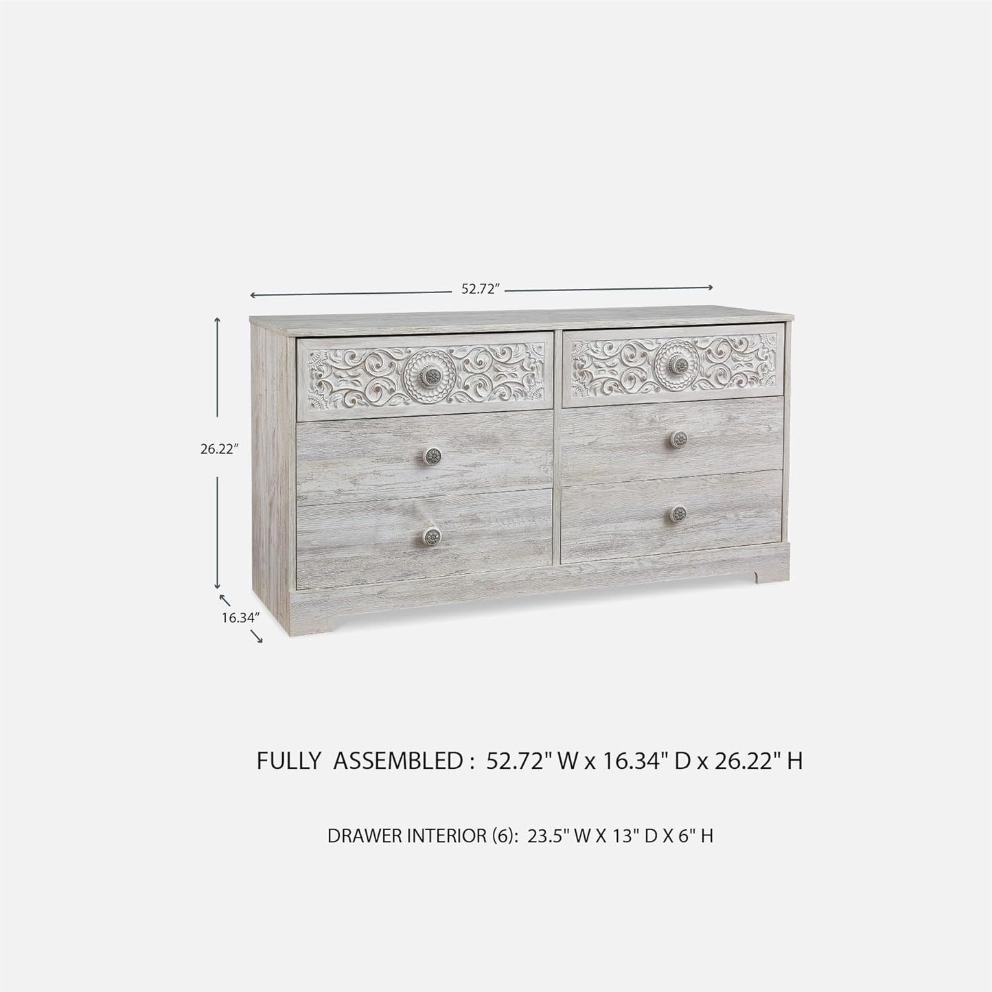 Signature Design by Ashley Paxberry Boho 4 Drawer Chest of Drawers, Whitewash