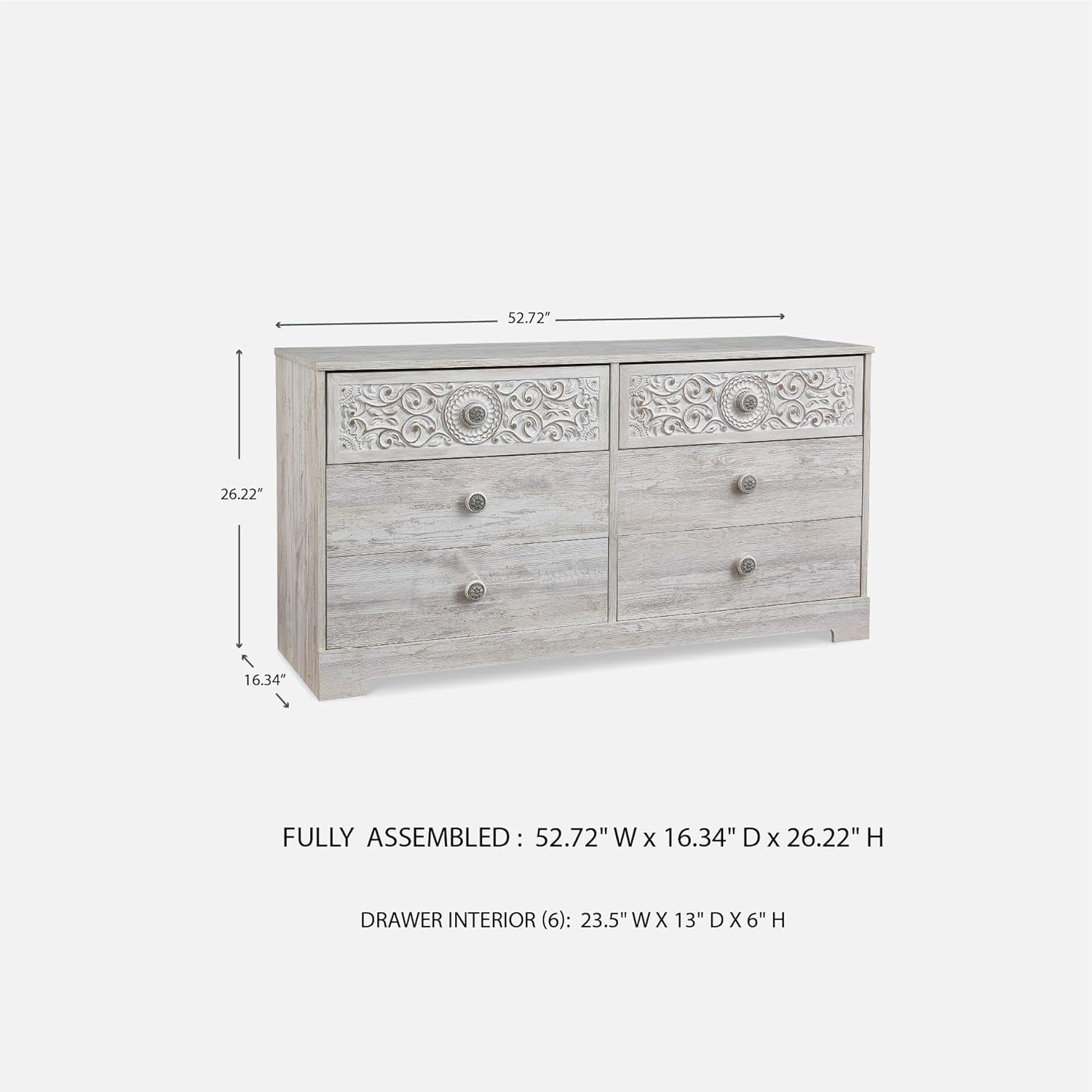 Signature Design by Ashley Paxberry Boho 4 Drawer Chest of Drawers, Whitewash