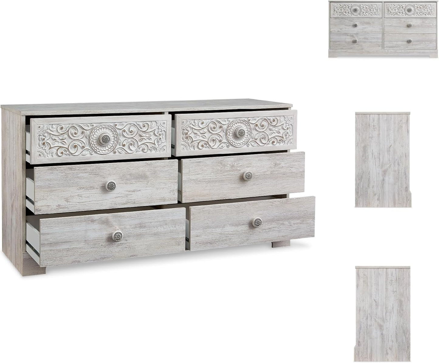 Signature Design by Ashley Paxberry Boho 4 Drawer Chest of Drawers, Whitewash